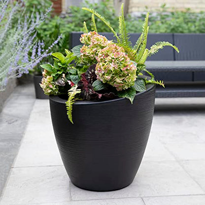 Mayne 8879-B Modesto 20in Round Patio Planter, Black - color: Black, size: 20 Inch