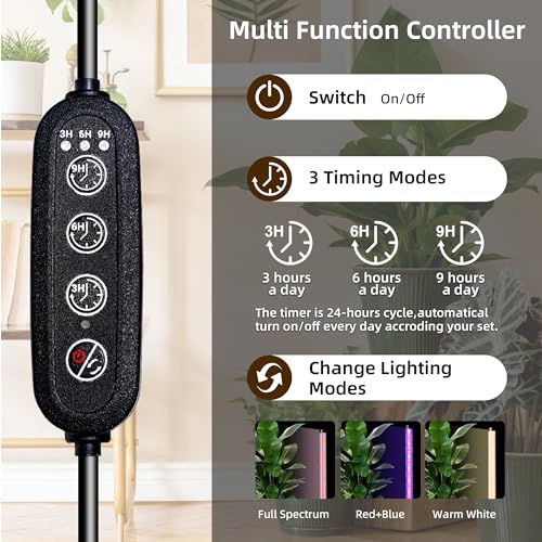 Standing Grow Light, 42W Full Spectrum Vertical, 4FT Timer, 2 Pack