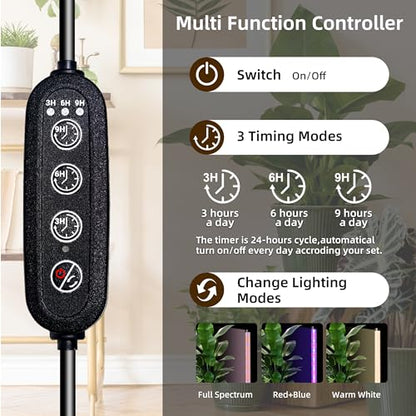 Standing Grow Light, 42W Full Spectrum Vertical, 4FT Timer, 2 Pack