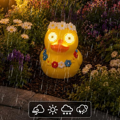 Solar Duck Garden Statue，Outdoor Duck Decor with Solar Moving Led Eyes - style: Garden