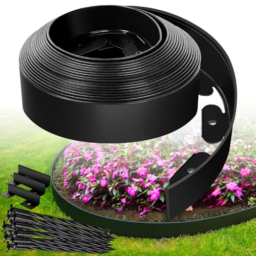 Landscape Edging Border - 3”x40’ Garden Edging Border with 40 Stakes, No Dig Lawn Edging for Landscaping for Garden Bed, Thickened Top Edge Flexible Flower Bed Border Edging for Outdoor - size: 3IN - 40FT