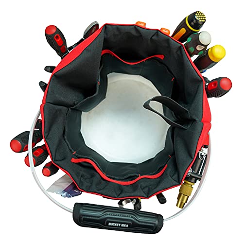 MELOTOUGH Bucket Caddy Organizer Bucket Tool Organizer for Garden Tools Fit 3.5 to 5 Gallon Bucket (Red) - color: Red