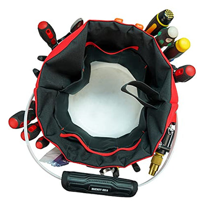 MELOTOUGH Bucket Caddy Organizer Bucket Tool Organizer for Garden Tools Fit 3.5 to 5 Gallon Bucket (Red) - color: Red
