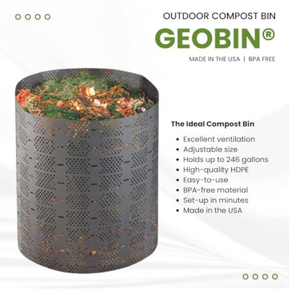 Geobin Compost Bin - 246 Gallon, Expandable, Easy Assembly, Made in the USA, Outdoor & Backyard Composter - color: Black