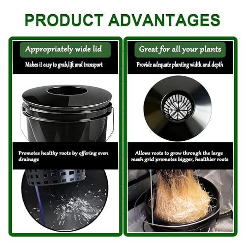 6 Inch Net Pots with Wide Lids for 3.5 and 5 Gallon Buckets 5 Pack Hydroponic Net Cups - color: Small Opening-5pcs