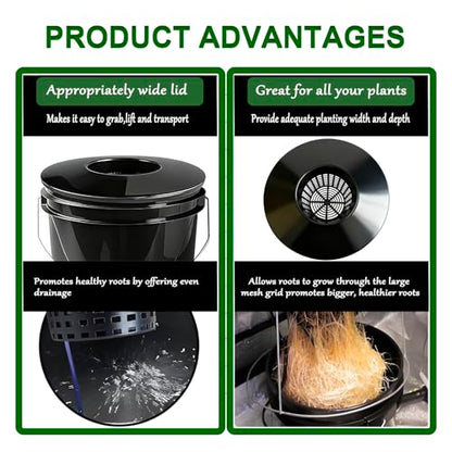 6 Inch Net Pots with Wide Lids for 3.5 and 5 Gallon Buckets 5 Pack Hydroponic Net Cups - color: Small Opening-5pcs