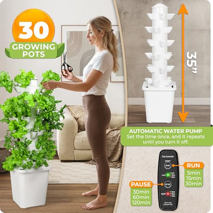 CARPATHEN Hydroponic Tower Growing System, Indoor Gardening for 30 Plants