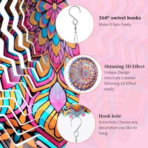 Metal Wind Spinner, Mandala Lotus Wind Spinners, Mandala Gift - color: Mandala Lotus