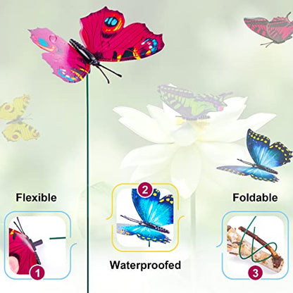 VGOODALL 50 PCS Butterfly Garden Decorations, 11.8 Inch Butterfly Stakes - style: Colorful