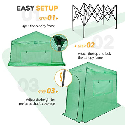 EAGLE PEAK 9x4 Easy Setup Pop Up Greenhouse, Lean-to Design, Clear/Green - color: Clear/Green, size: 9x4