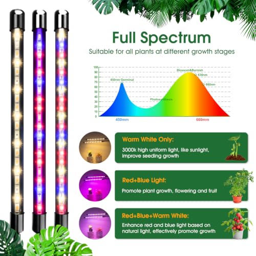 Wolezek Clip on Grow Lights for Indoor Plants, Red Blue Full Spectrum - color: Red/Blue-2-Head