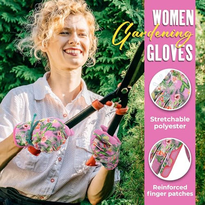 HANDLANDY Gardening Gloves for Women, Leather Garden Glove, Gardener Gift - color: Pink, size: Medium (Pack of 1)