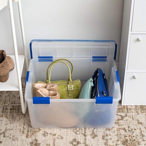 IRIS USA 3-Pack 60 Qt Storage Bins with Gasket Lids, Clear/Blue - size: 60 Qt. - 3 Pack