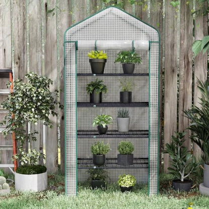 Outsunny 5 Tier Mini Greenhouse Small Portable 76" x 35.4" x 19.3" White - color: White