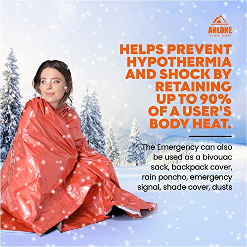 ANLOKE Emergency Blanket Mylar Thermal Blanket(4 Pack) Survival Gear-Orange - color: Orange -4 Pack