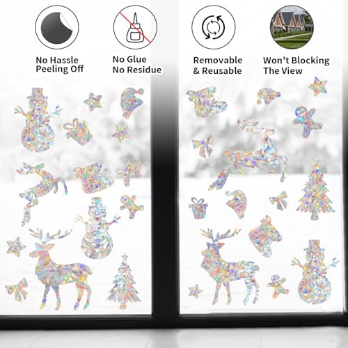 YUOROS 78 Pcs Christmas Window Clings Window Stickers - color: Christmas