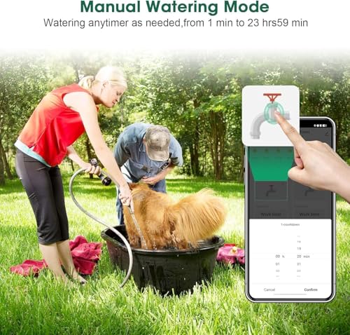 Smart Hose Watering Timer with Wi-Fi Hub, Automatic Irrigation System Controller for Lawns and Yard, Compatible with Alexa