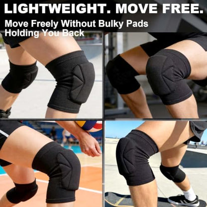 Men & Women Knee Pads for Wrestling, Elastic Soft Kneepad for Work, Black L - size: Large