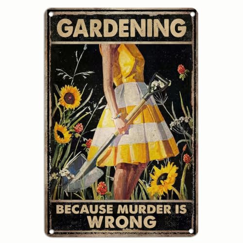 Funny Gardening Metal Sign 8x12 Inch Vintage Garden Wall Decor - color: Yellow Girl