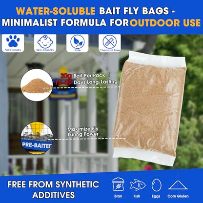 8 Pack Pre-Baited Fly Traps Outdoor Fly Bags for Patio Farm Ranch
