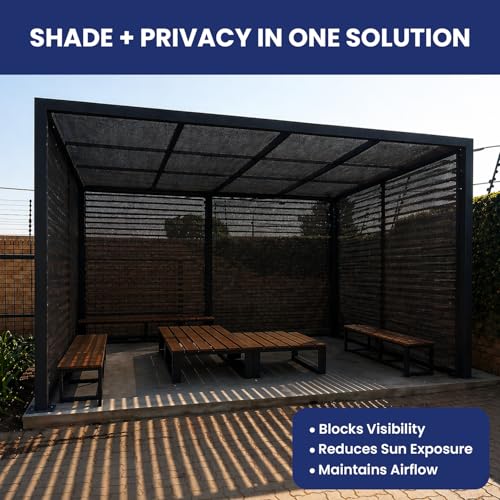 Tarps Now 8' x 10' Heavy Duty Mesh Tarp with 75% Shade and Brass Grommets - Multipurpose Protective Cover Tarpaulin with Air Flow for Tie Downs, Shade, Fences, Canopies, Dump Trucks - Black - size: 8' X 10'