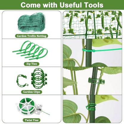 Tidponra Cucumber Trellis for Garden, 34 X 47 Inches A Frame Gardening Trellis with Fabric Raised Garden Bed, Climbing Net and Plant Support Clips for Climbing Plants - size: 34 X 47 Inches