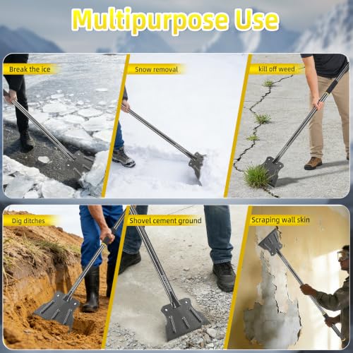 59" Heavy Duty Floor Scraper, Flat Shovel, Garden Cleaning Shovel, No Break