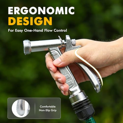 RESTMO 2 Pack 100% Metal Rust-Proof Chrome Garden Hose Nozzle Heavy Duty - size: 2 Pack