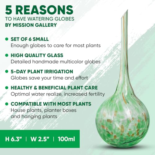 Plant Watering Globes Set of 6, Small - Glass Self Watering Globes - style: Set of 6 Small
