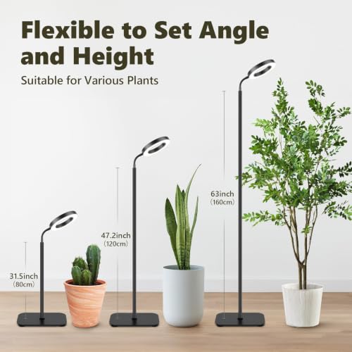 Grow Light Indoor Plants, 20W Full Spectrum LED Lamp, 63in Adjustable Stand - size: 63IN