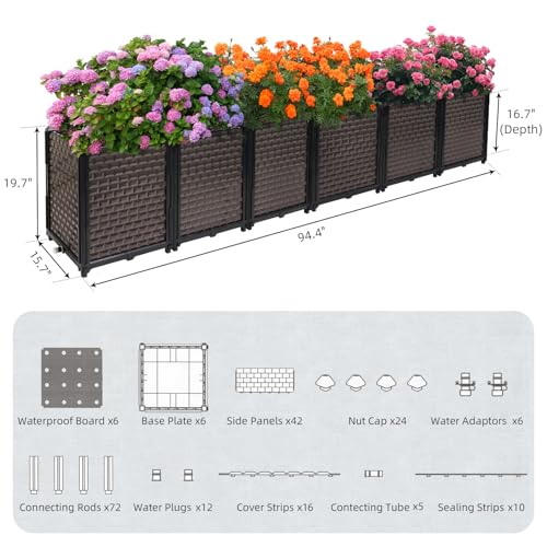 Large Planters for Outdoor Plants 20" Tall Planter Box, 94.4"L x 15.7"W - size: 94.4"(l) X 15.7"(w) X 19.7"(h)