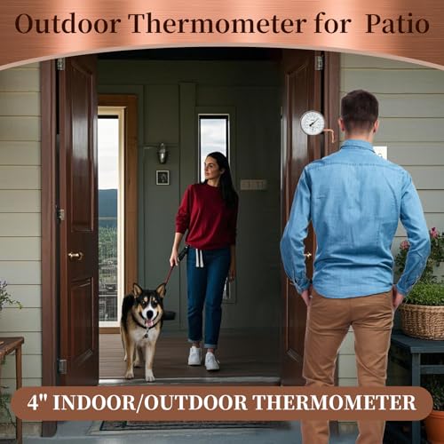 4-Inch Brass Outdoor Thermometer & Humidity Gauge, Analog Dial - size: 4inch thermo&hygrometer