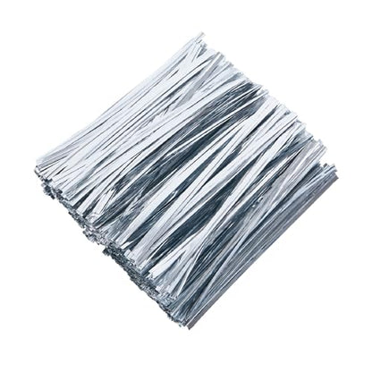 800 PCS 5" Silver Metallic Twist Ties for Bakery Ties, Candy Bags, Coffee Bags,Goodie Bags Ties - color: Silver