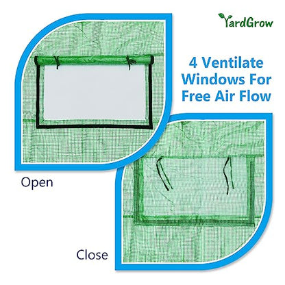 YardGrow Greenhouse Replacement Cover Larger Walk in Outdoor Plant Gardening Greenhouse (Frame Does NOT Included) (Green, 10'x7'x6') - color: Green, 10'x7'x6'