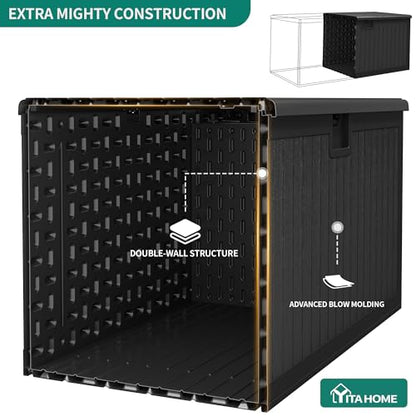 YITAHOME XL 180 Gallon Large Deck Box - color: Black, size: 180 Gallon