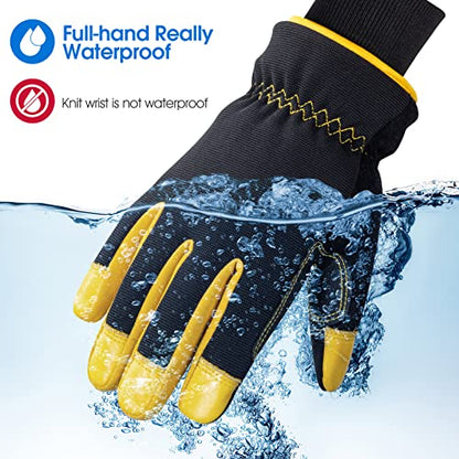 Waterproof Insulated Winter Work Gloves for Men, 3M Thinsulate - size: X-Large