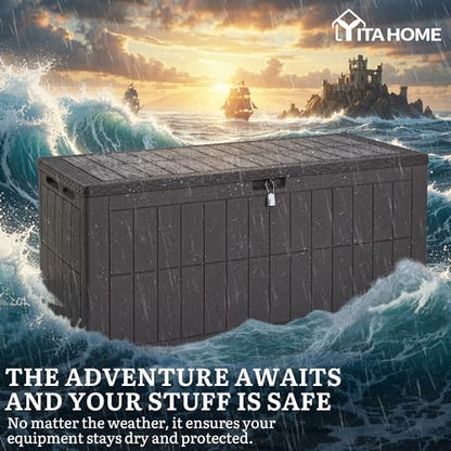 YITAHOME 134 Gallon Large Deck Box - color: Dark Brown, size: 134 Gallon