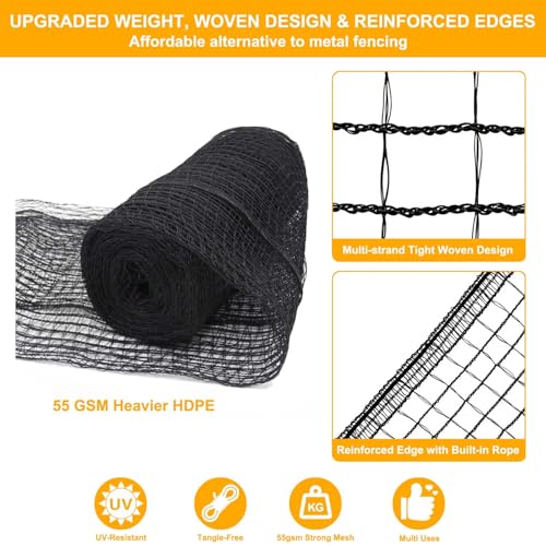 Deer Fence Netting, 55gsm Plastic Temporary Mesh Fencing, 7x50ft - size: 7 x 50 Feet