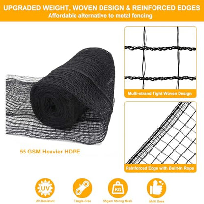 Deer Fence Netting, 55gsm Plastic Temporary Mesh Fencing, 7x50ft - size: 7 x 50 Feet