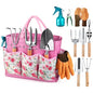 Grenebo 9-Piece Gardening Tools Set with Fashion Handbag, Pink - style: Pink