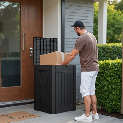 Greesum 52 Gallon Large Outdoor Package Delivery Box, Black - color: Black, size: 52 Gallon