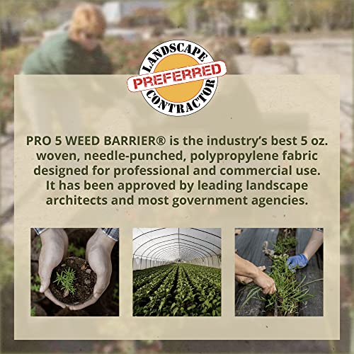 Dewitt Pro-5 Heavy-Duty Weed Barrier Fabric, 5 oz, 5 x 250 Feet, 5-Pack - size: 5 Pack, style: 5' x 250'