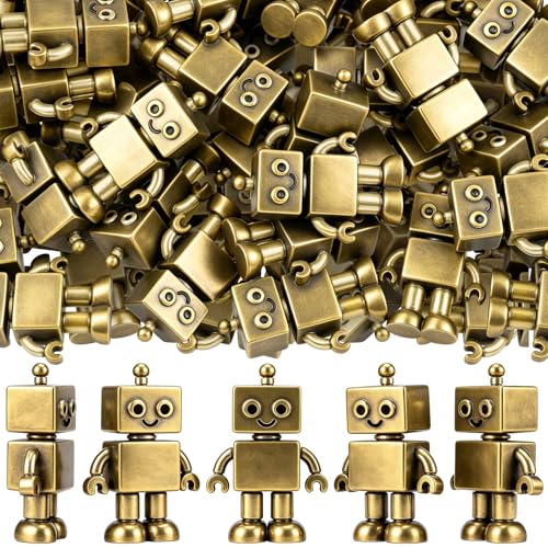 Civaner 50 Pcs Small Robots, Mini Brass Figurines, Mini Robots - style: Robot
