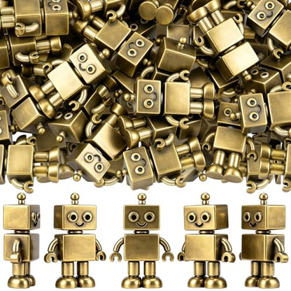 Civaner 50 Pcs Small Robots, Mini Brass Figurines, Mini Robots - style: Robot
