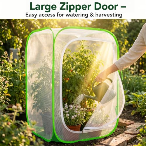 Pop-up Mesh Plant Cage Tent for Garden Pest Protection (16" x 16" x 24") - size: 16" x 16" x 24"