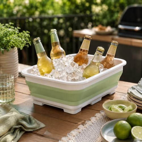 Goderewild Collapsible Dish Pan, 10L (2.6 Gal) Foldable Sink Tub - color: Green