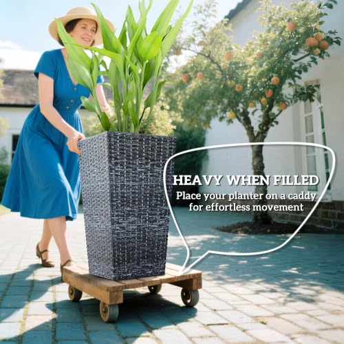 Outsunny 24 in Taper Tall Planters for Outdoor Plants Set of 3, Gray - color: Gray
