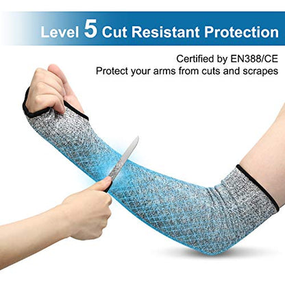 Geyoga 2 Pairs Arm Protection Sleeves Cut Resistant - color: Gray, Black, size: Large