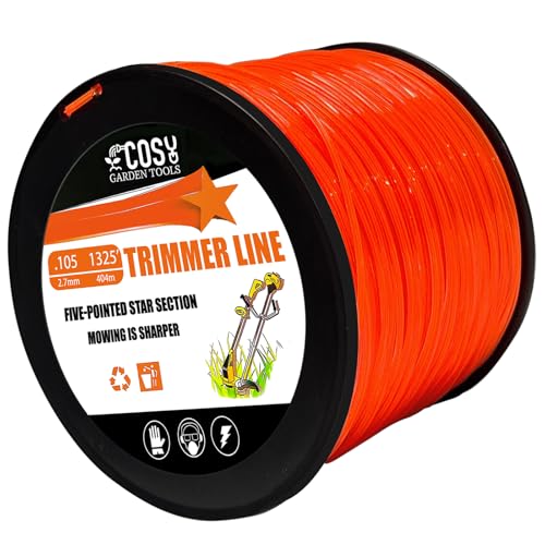 .105" String Trimmer Line, 5LB Orange Pentagon Weed Eater String - size: 5LB x .105 in