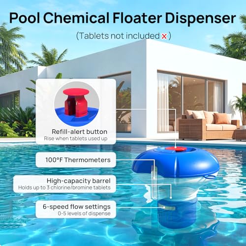 Consciot Pool Cleaning Kit, incl. Rake Net, Brush, Pole, Dispenser & Test Strip - size: 5PCS
